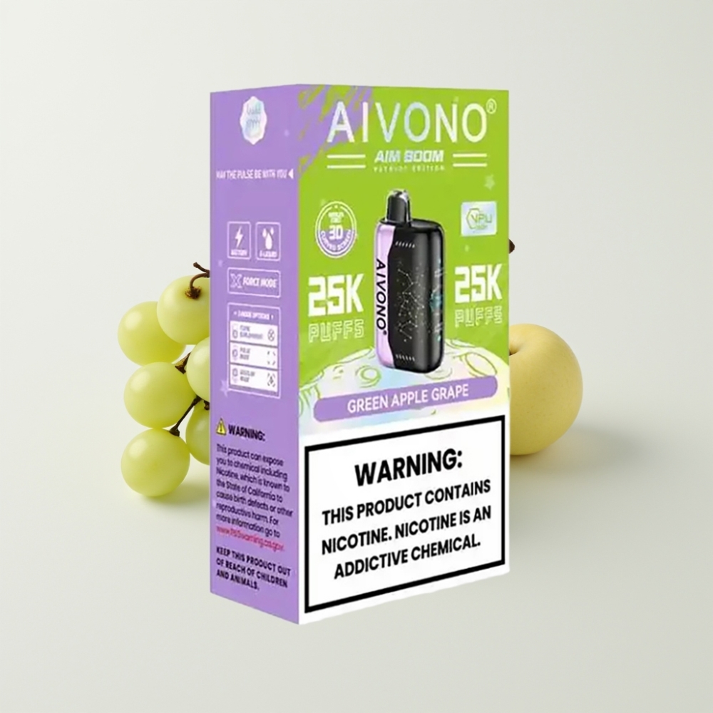 Aivono AIM BOOM 25000 Puff 0-5% Nikotin 28ml E-Liquid Zöldalma Szőlő