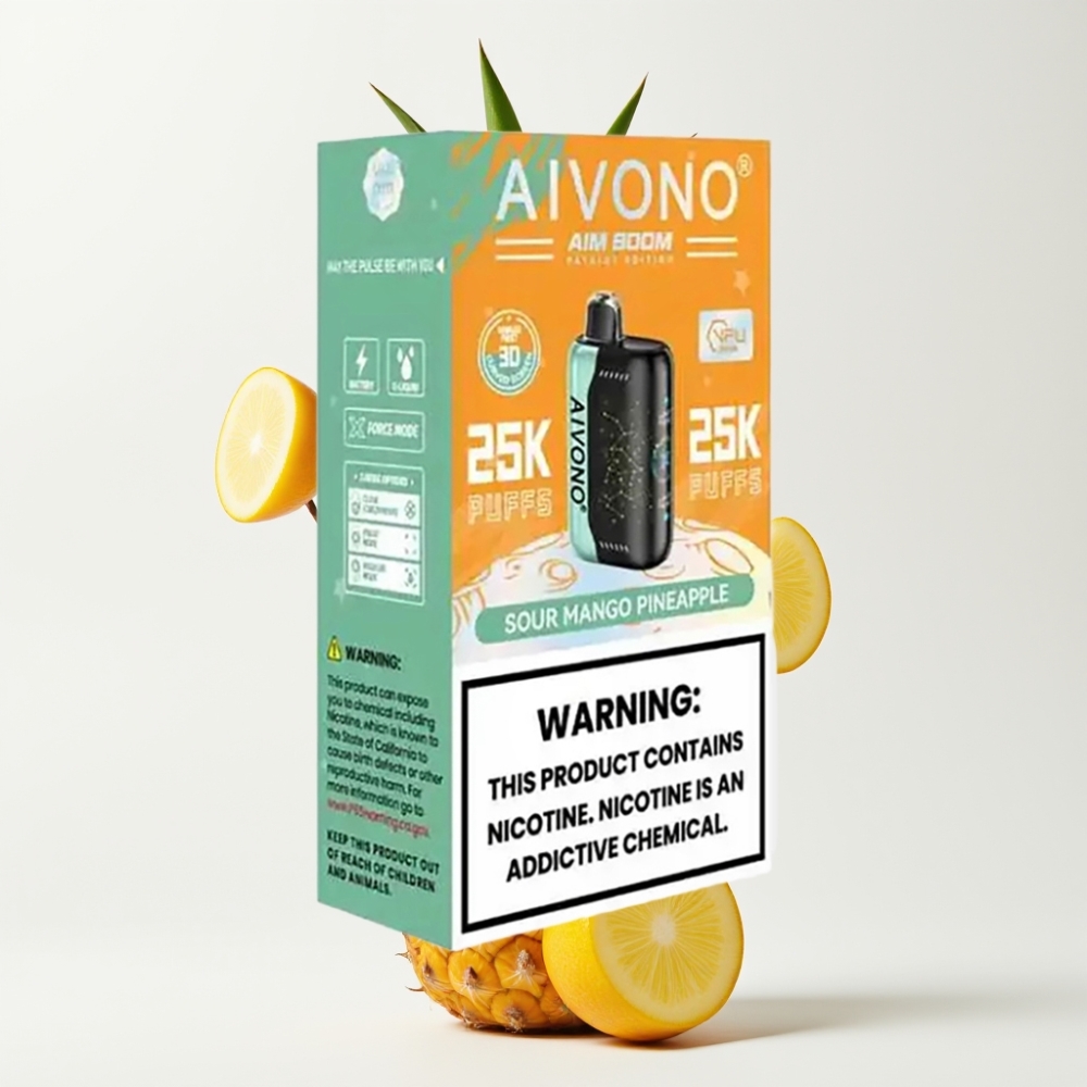 Aivono AIM BOOM 25000 Puffs 0-5% Nikotin 28ml E-Liquid Sárga Málna-Ananász Íz
