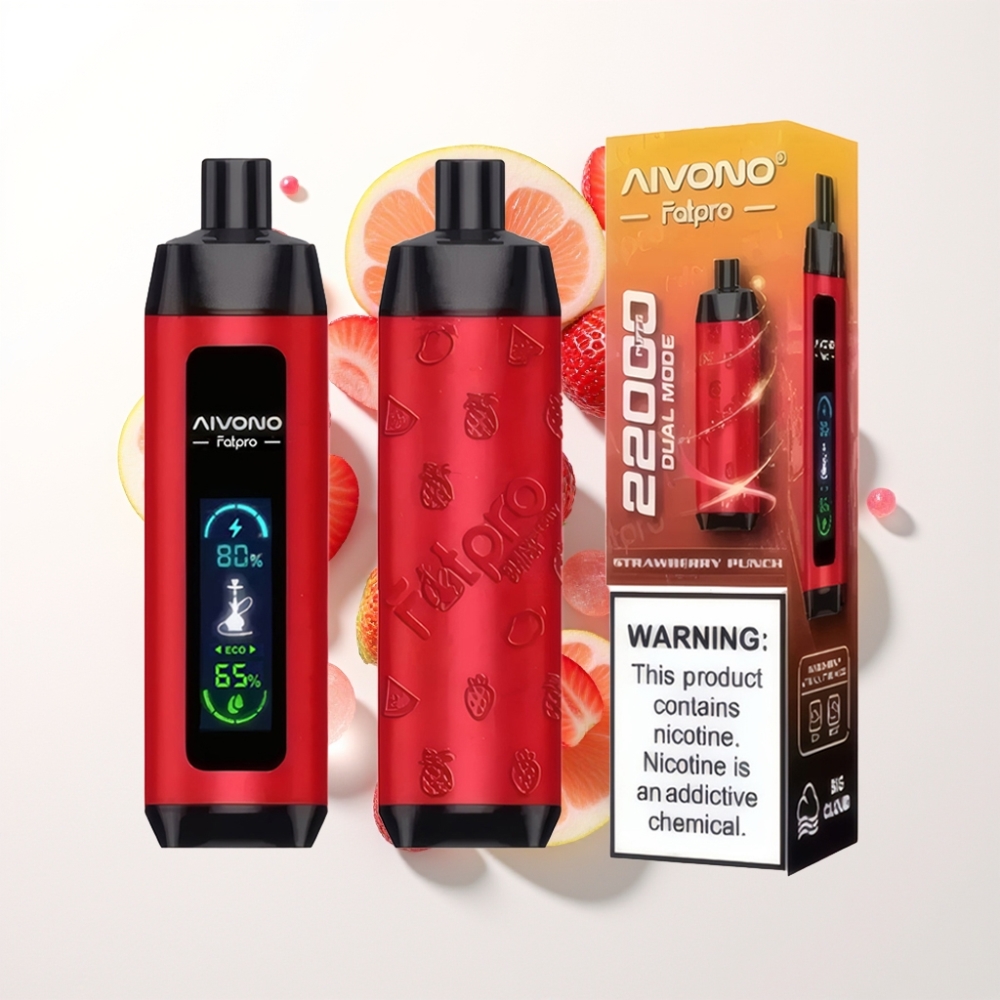 Aivono AIM FATPRO 22000 Puff E-liquidos 28ml, Eper Ütés Íz, 0,6 ohm Háló Tekercs