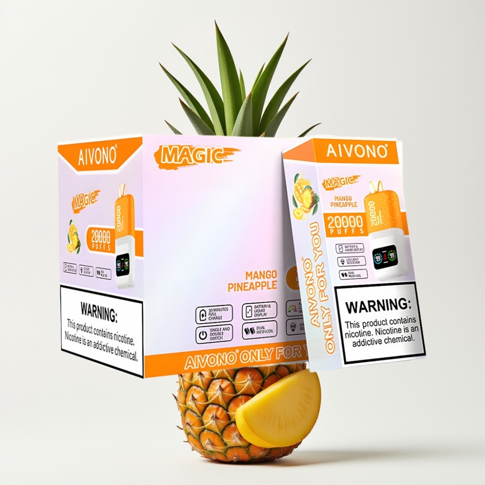 Aivono AIM MAGIC 20000 Puff Eldobható E-cigaretta Mango-Ananász, 26ml, 5% Nikotin, Dual Mesh Coil, LCD Kijelző