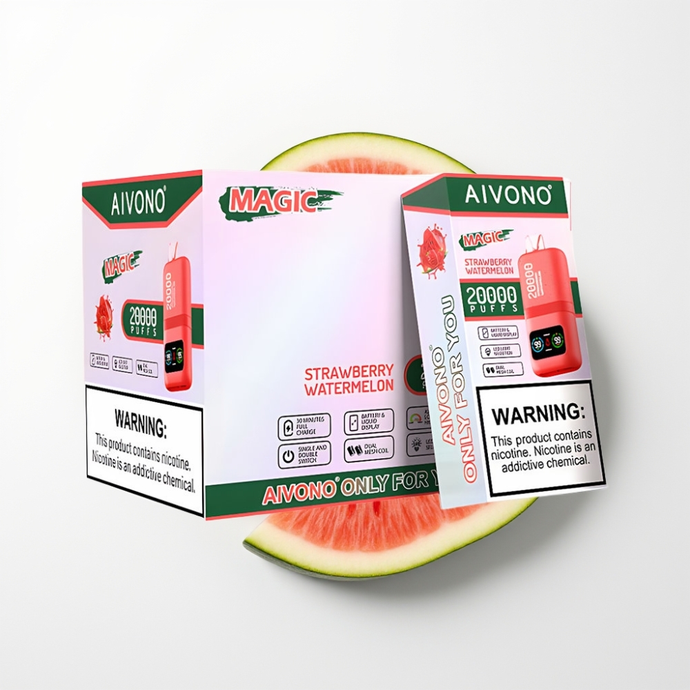 Aivono AIM MAGIC 20000 Puff Eldobható E-szigaretta Eper görögdinnye íz, 26ml e-liquid, LCD kijelző, Type-C töltés