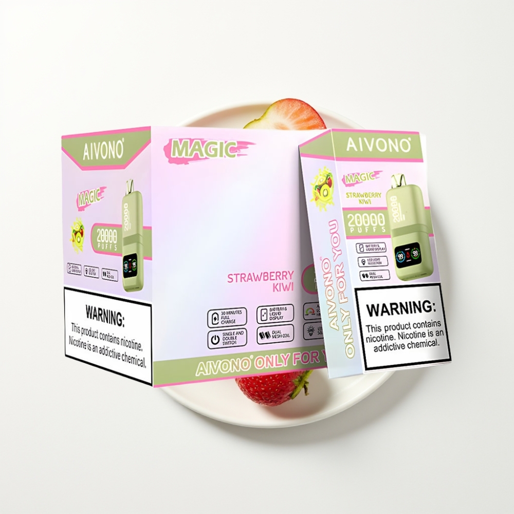 Aivono AIM MAGIC 20000 Puffs 26ml E-liquid, Kettős Mesh Coil, LCD kijelző, Eper-Kiwi Íz