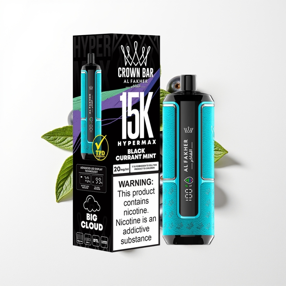 Al Fakher Crown Bar 15K Hypermax Eldobható E-Cigi 22ml, 600mAh, Fekkeres Menta