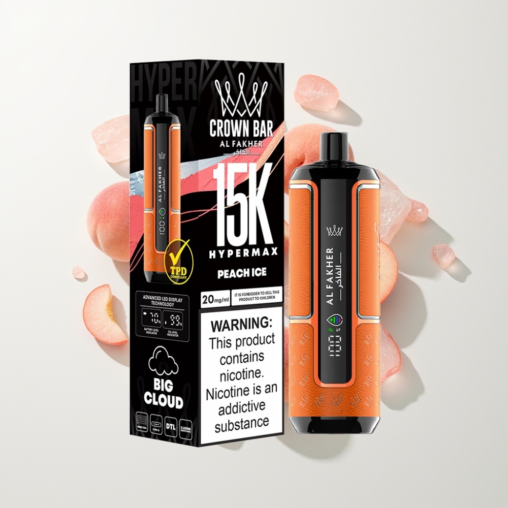 Al Fakher Crown Bar 15K Hypermax Eldobható E-Cigi Peach Jég 22ml 600mAh Type-C