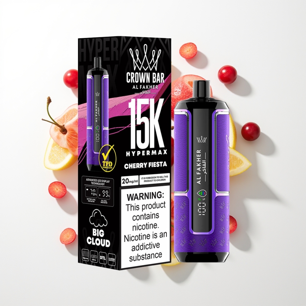 Al Fakher Crown Bar 15K Hypermax Eldobható Vape Készlet Csereszne Fesztivál