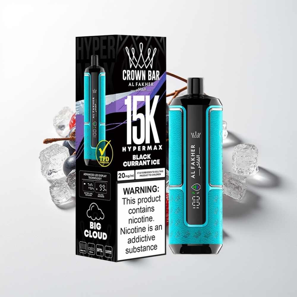 Al Fakher Crown Bar 15K Hypermax Eldobható Vape Készlet Feketeribizli Jég