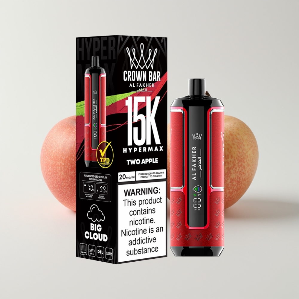 Al Fakher Crown Bar 15K Hypermax Eldobható Vape Készlet – Két Alma, 22ml, 15 000 Puff