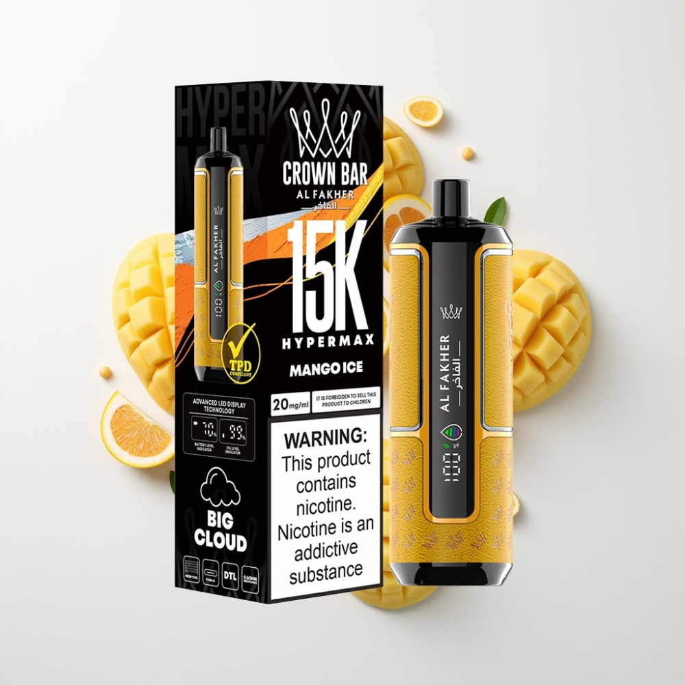 Al Fakher Crown Bar 15K Hypermax Eldobható Vape Készlet Mango Jég – 22ml, 600mAh, Type-C