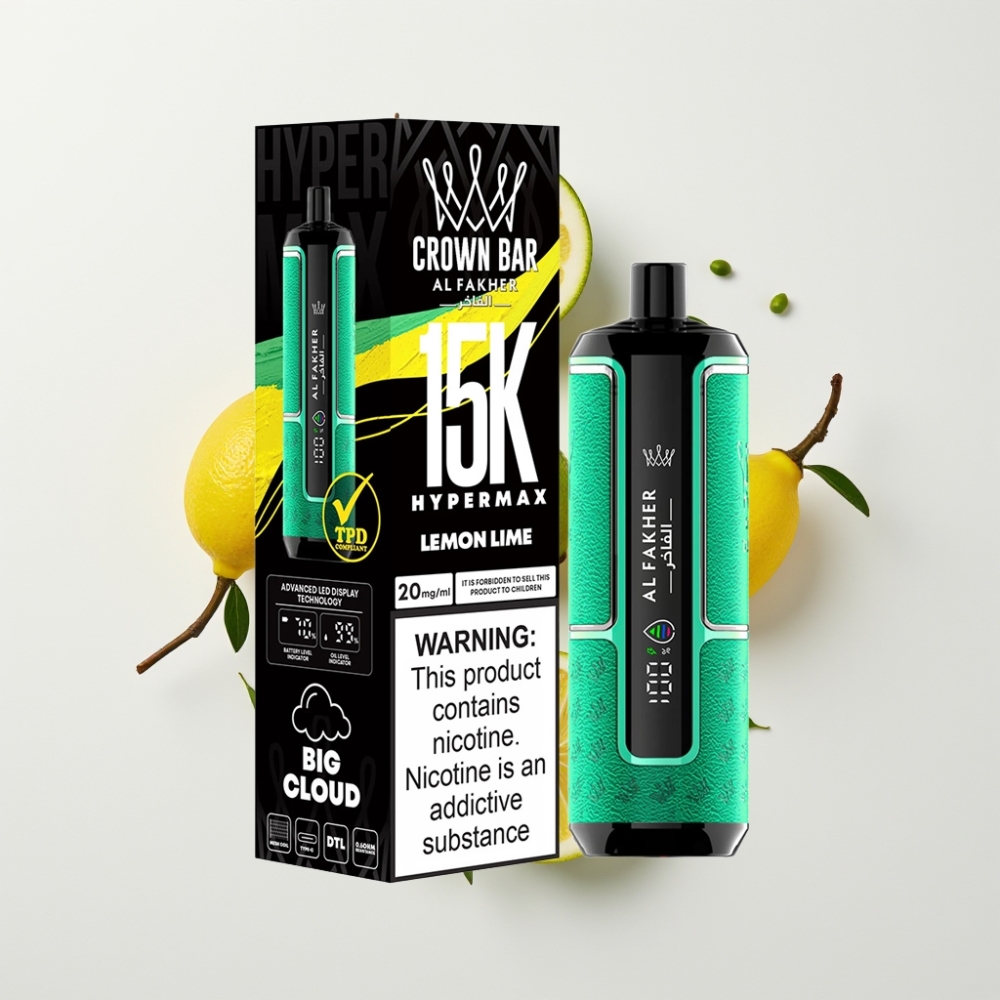 Al Fakher Crown Bar 15K Hypermax Eldobható Vape Kit Citrom-Lime, 22ml, 600mAh, 15 000 Puff