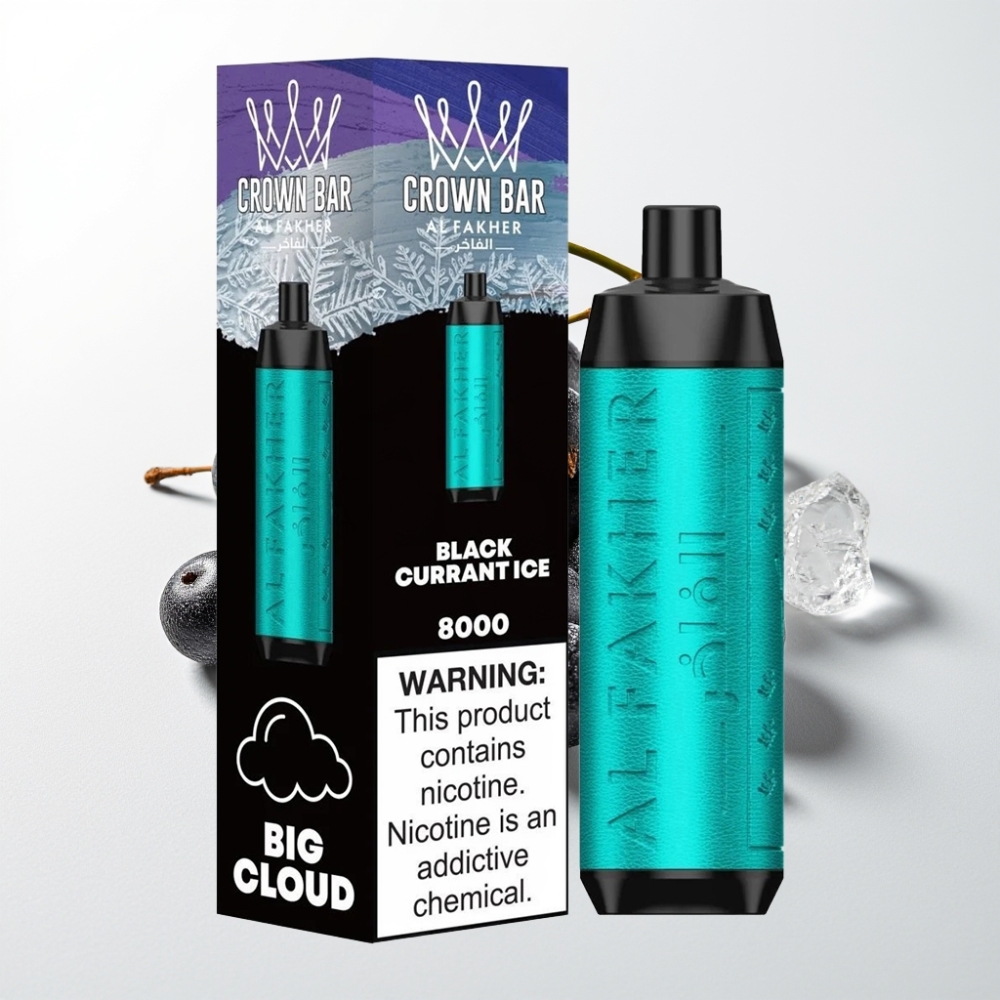 Al Fakher Crown Bar 8000 Crystal Egyszerhasználatos E-Cigi 600mAh 18ml Fekete Ribizli Jég