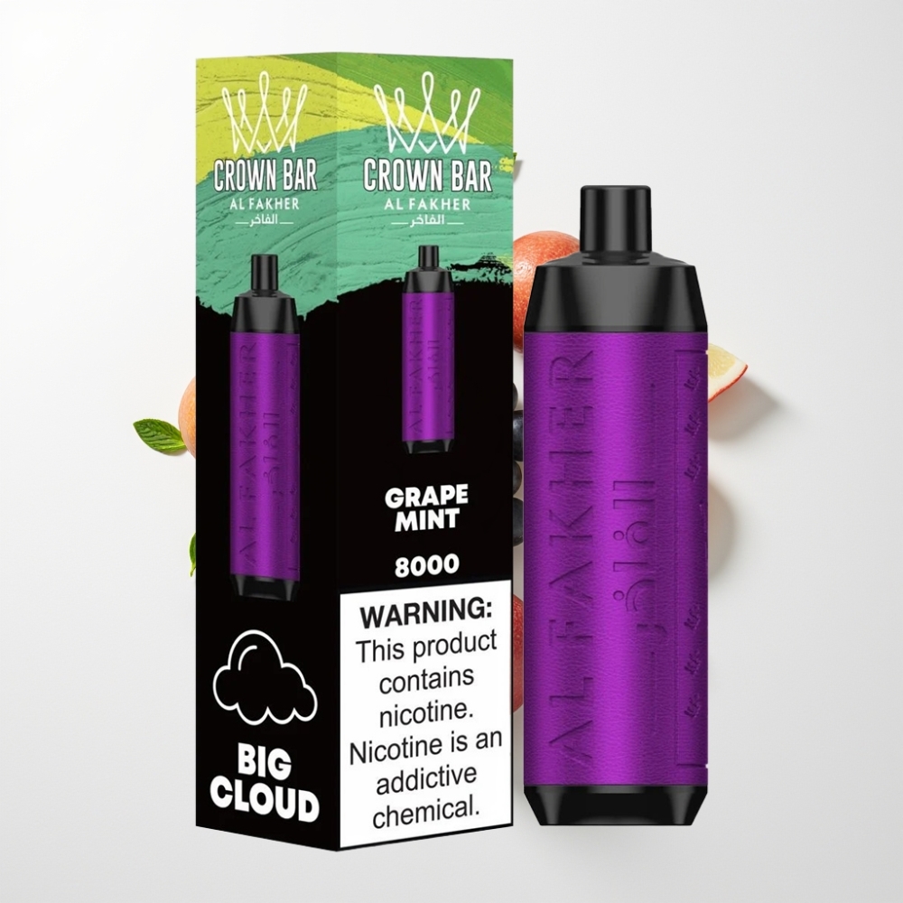Al Fakher Crown Bar 8000 Crystal Egyszerhasználatos E-pohár Szőlőmenta 600mAh 18ml 5mg