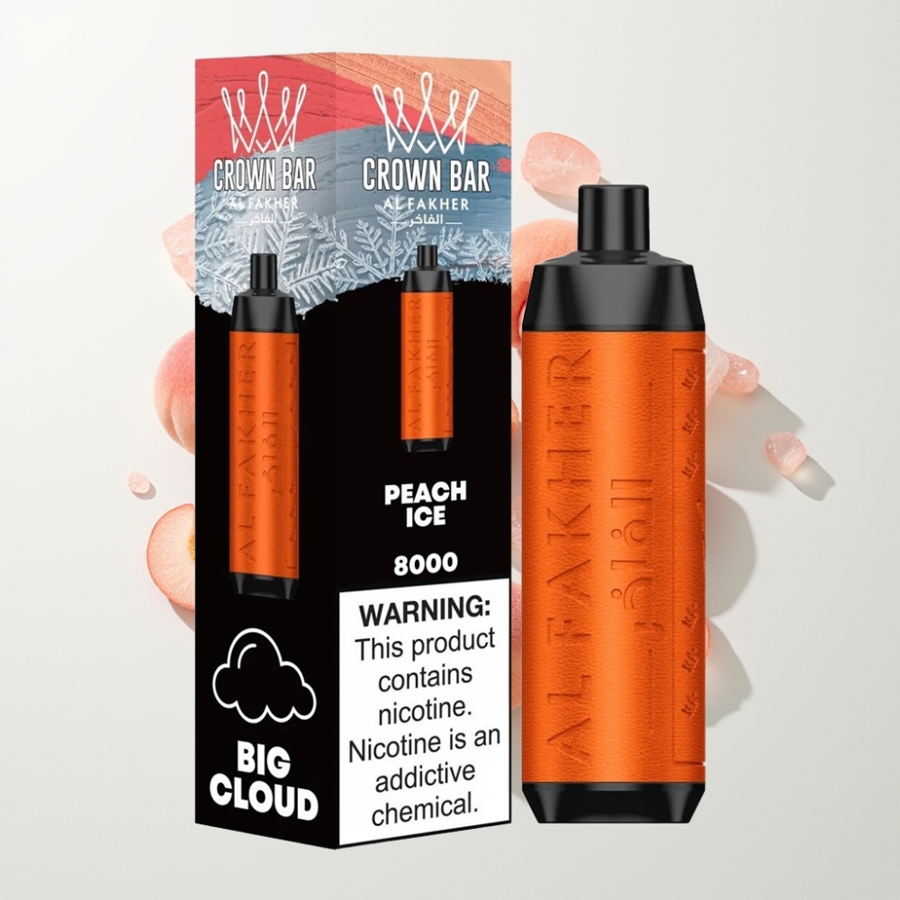 Al Fakher Crown Bar 8000 Crystal Egyszerhasználatos E-vizipipa 600mAh, 18ml, 5mg, Őszibarack Jég