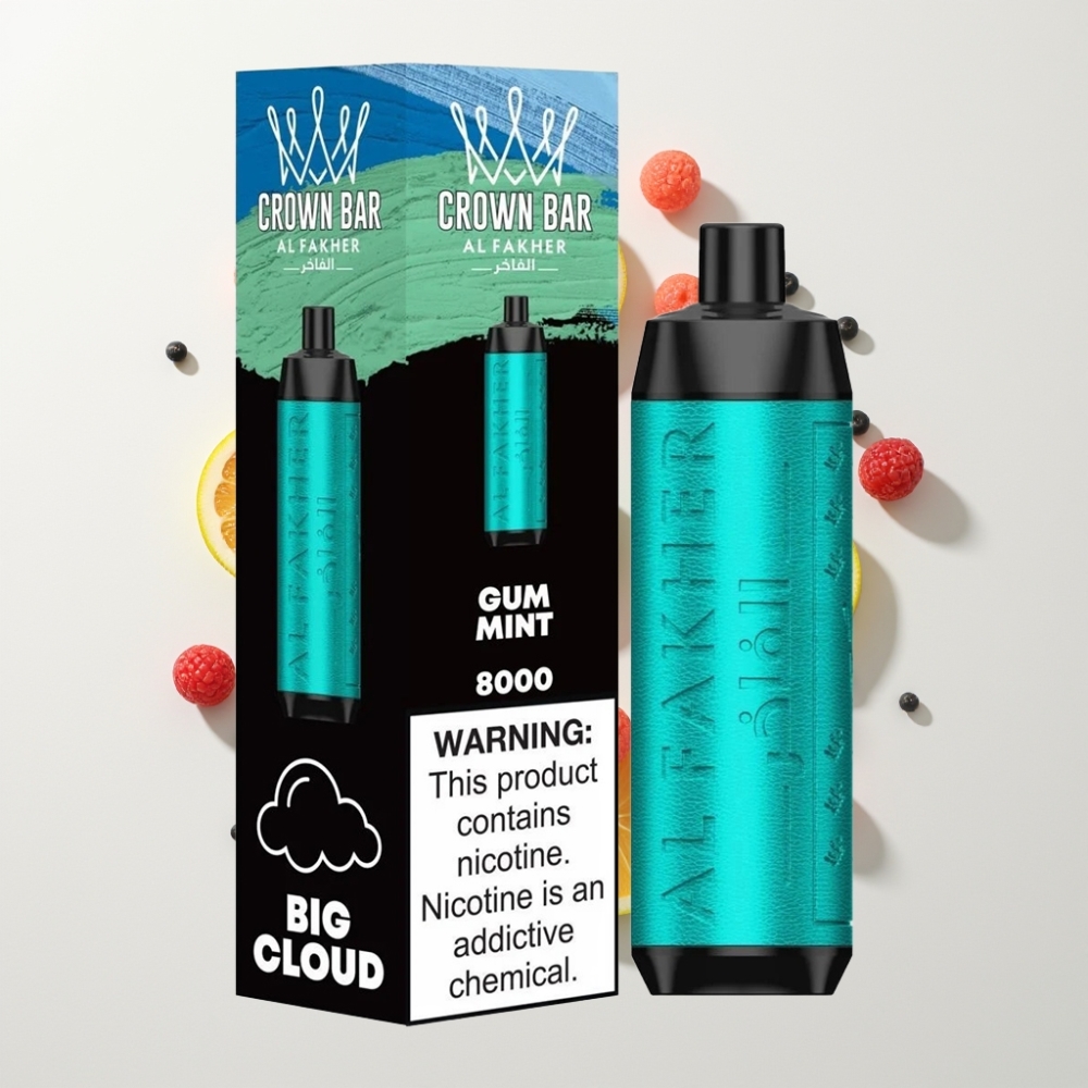 Al Fakher Crown Bar 8000 Crystal Egyszerhasználatos Vape – 600mAh, 18ml, 8000 Slukk, Bársonyos Menta