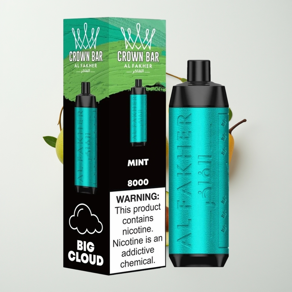 Al Fakher Crown Bar 8000 Crystal Egyszerhasználatos Vape Menta – 18ml, 8000 Szippantás, 600mAh