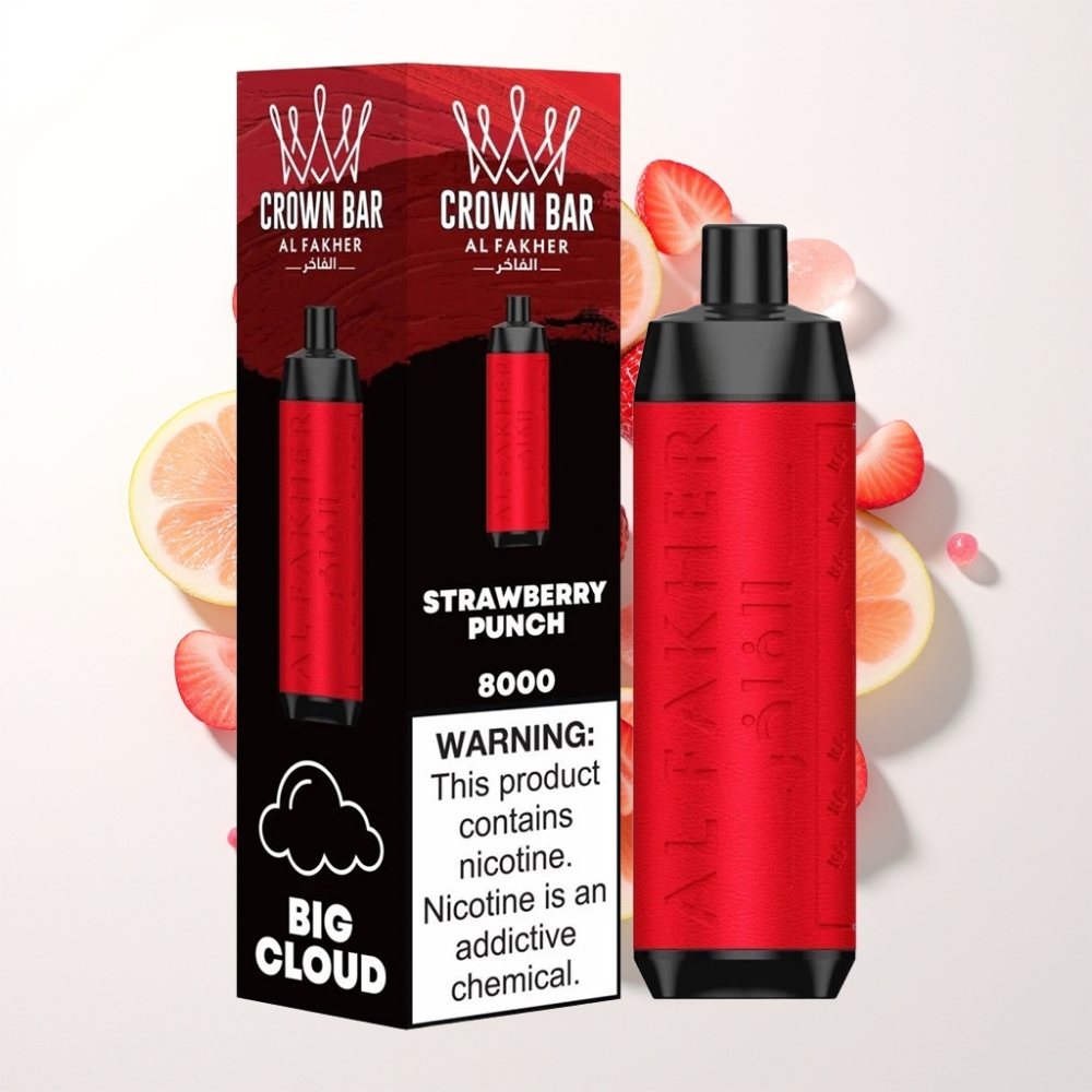 Al Fakher Crown Bar 8000 Crystal Eldobható E-Cigi (600mAh, 18ml, 5mg, Eper Punch)