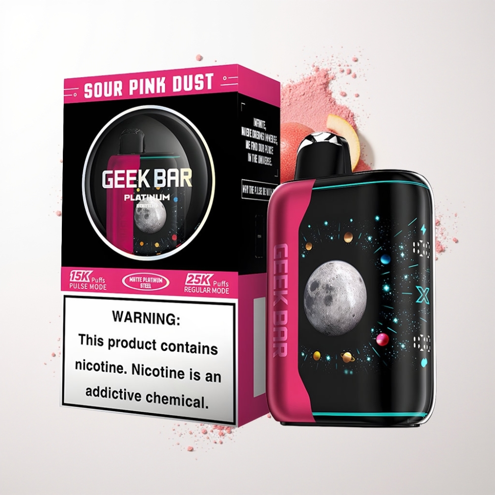 GEEK BAR Platinum Edition 25000 Eldobható Vape Savanyú Rózsapor Matt Platinium Acél, USB-C, Dupla Mesh