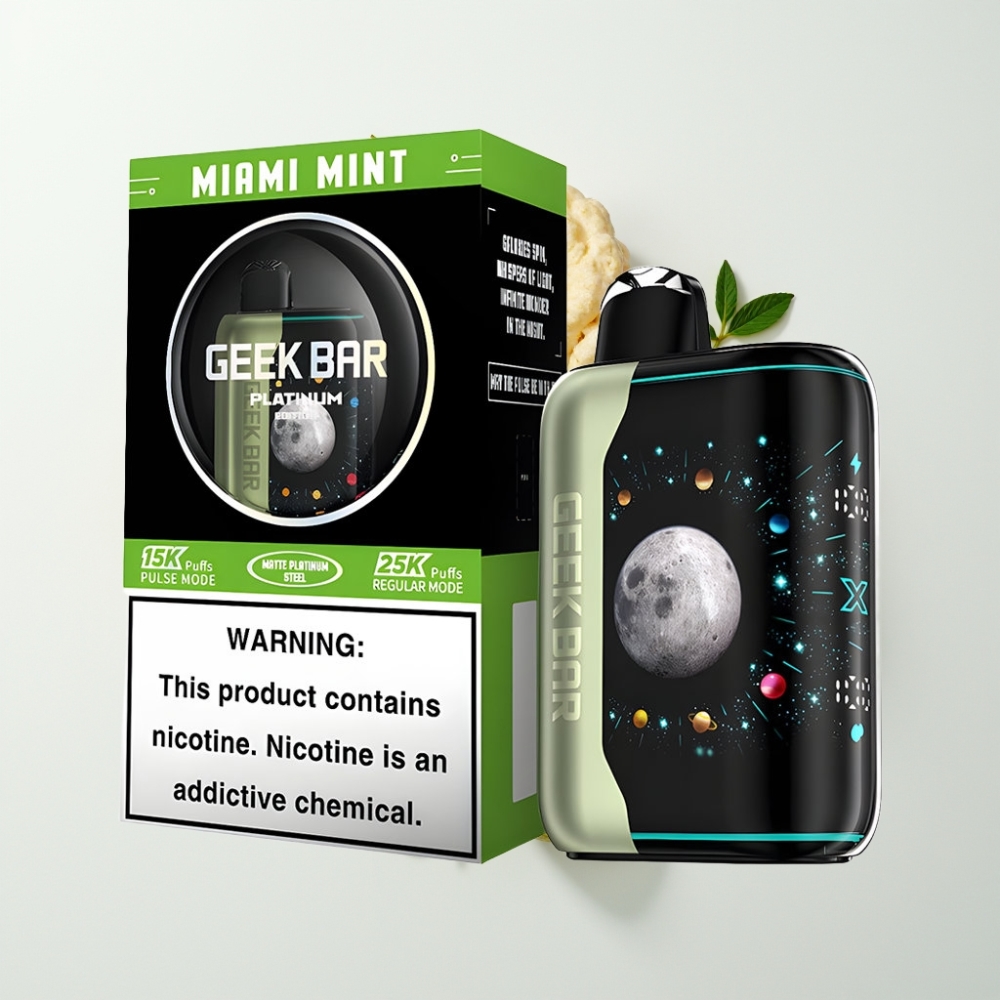 GEEK BAR Platinum Edition 25000 Lökés Miamai Menta – Dupla Mesh, USB-C, 3D Kijelző