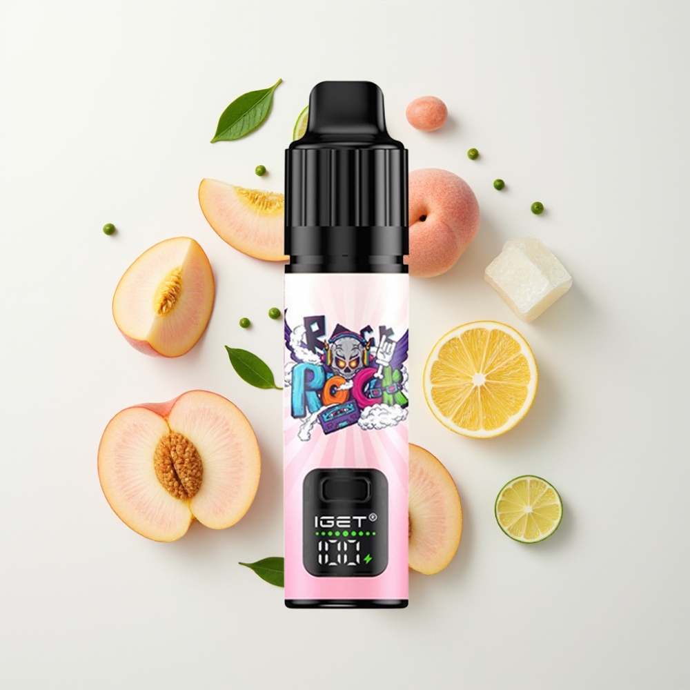 IGET BAR PLUS S3 POD 10000 Löket Egyszerhasználatos E-liquides Vape 18 ml, 5% Nikotin, Őszibarack-Licsi-Lime Jég Íz