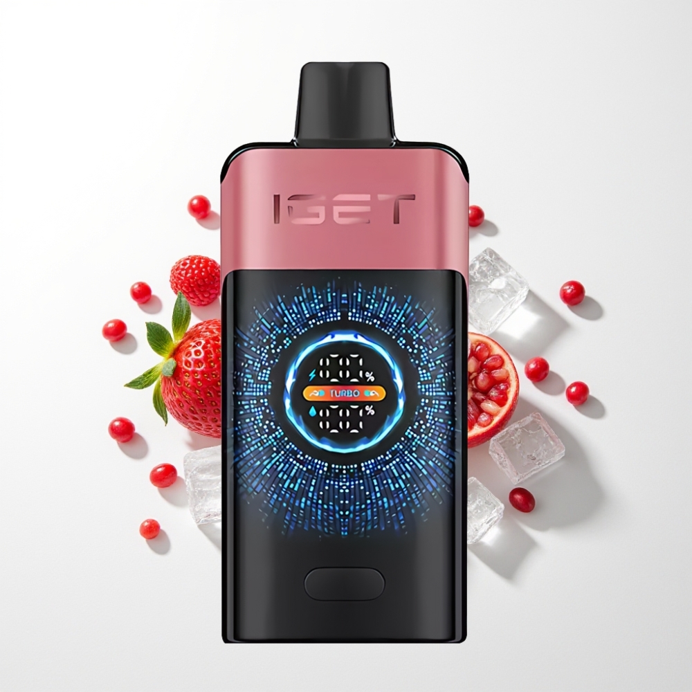 IGET ONE 12000 Bocs Disposable Vape – Eper Gránátalma Jég (2700 mAh, Kettős Hálós Tekercs, Színes Kijelző)