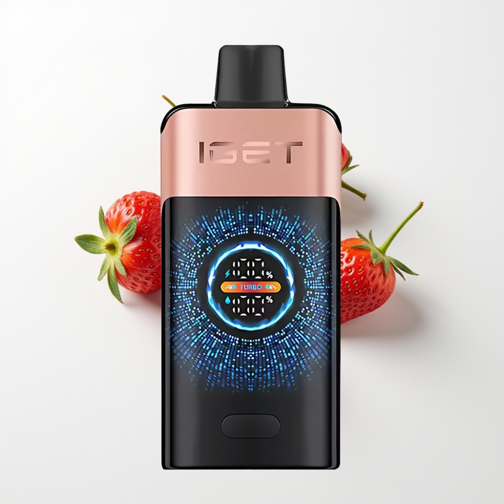 IGET ONE 12000 Puff Eldobható E-cigaretta Eper-Málna, 2700 mAh, Kettős Mesh, Íves Kijelző