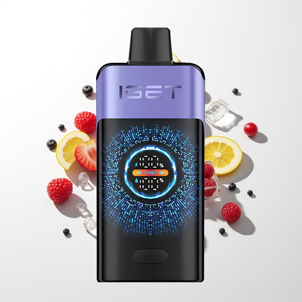 IGET ONE 12000 Puff Eldobható Vape Málna Szőlő Jég, 2700 mAh, Képernyős
