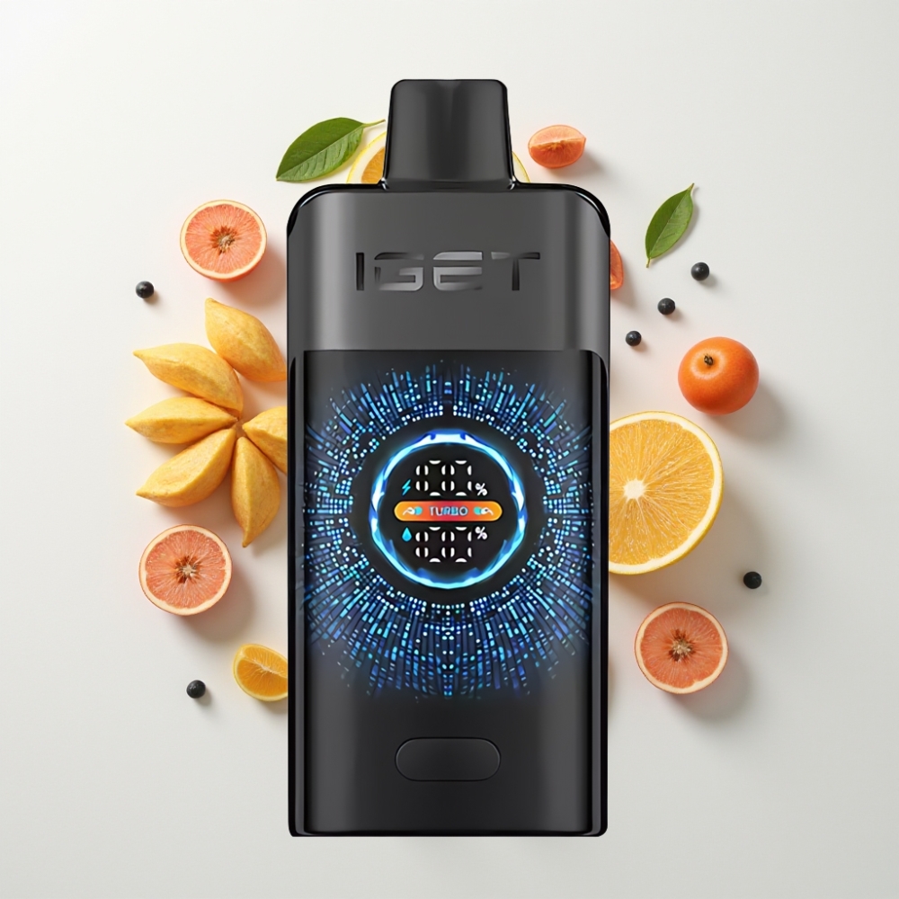 IGET ONE 12000 Puffs Eldobható E-Cigi – Fekete Erdő, 2700 mAh, Kettős Hálós Tekercs, Görbe Képernyő