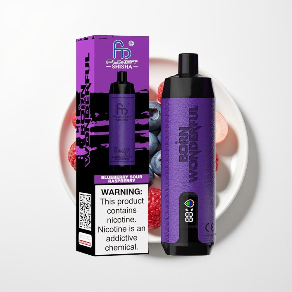 RandM Fumot Shisha 10000 Puff Egyhasználatos Vape – 18ml, 0,5% Nikotin, Áfonya-Málna Íz