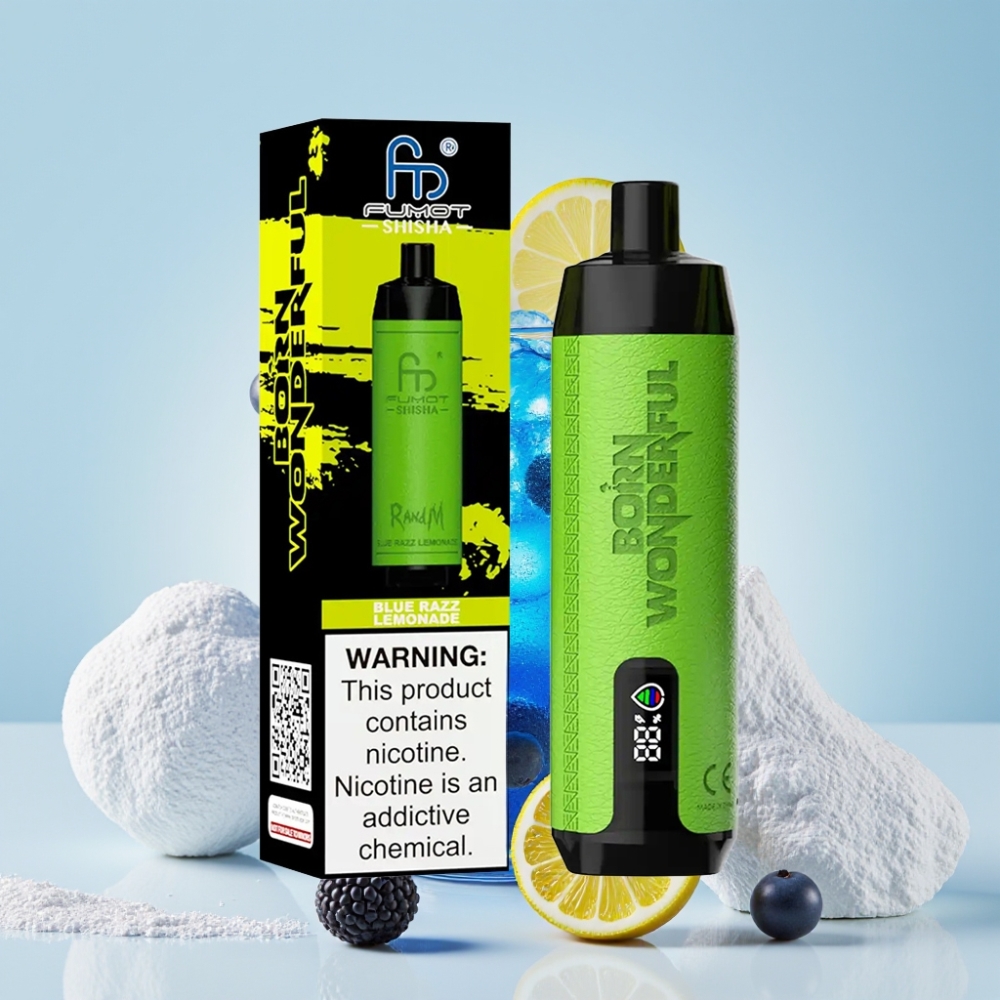 RandM Fumot Shisha 10000 Puff Eldobható E-cigaretta Azul Málna Limonádé, 18ml, 0,5% Nikotin