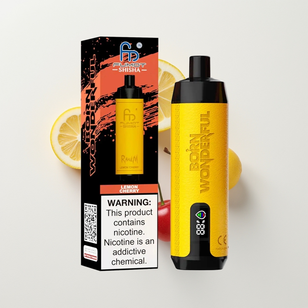 RandM Fumot Shisha 10000 Puff Eldobható e-Cigi LED, 18ml, Citrom-Cseresznye