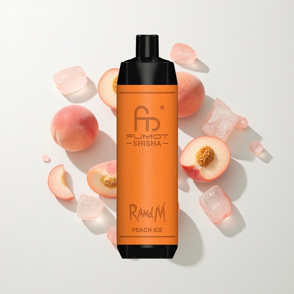 RandM Fumot Shisha 10000 Puffs Eldobható E-cigaretta, 18ml e-liquid, 850 mAh, Őszibarack Jég