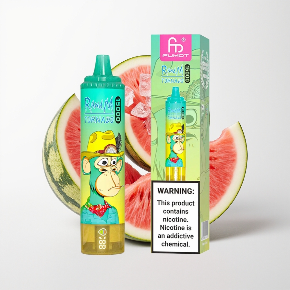 Fumot RandM Tornado 15000 Puff Gőz 25ml 850mAh Görbeültetésű Mesh Melon Jég