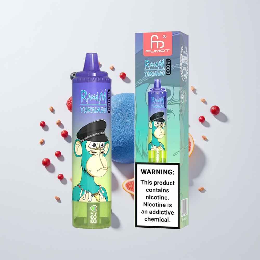 Fumot RandM Tornado 15000 Puffs 25ml 850mAh Mesh Azulbogyó Buborékrágó