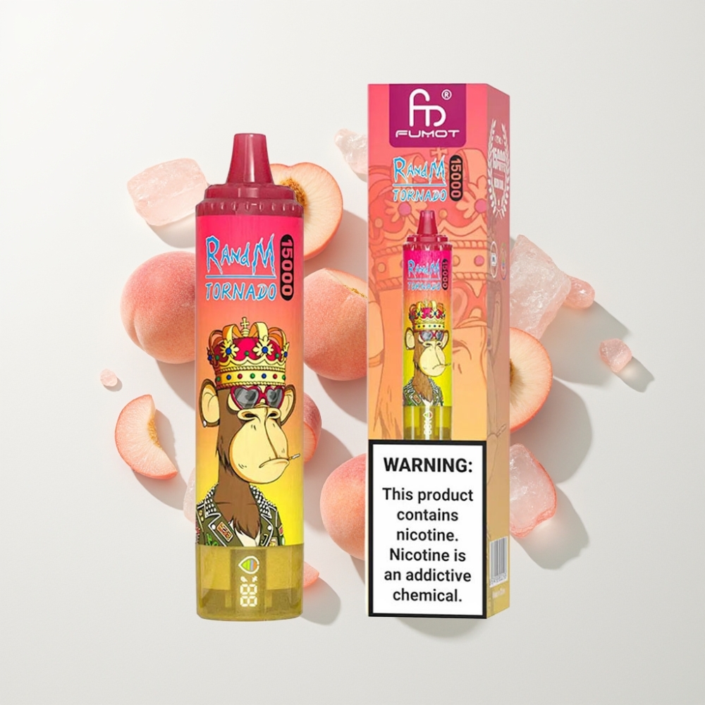 Fumot RandM Tornado 15000 Puffs – 25ml, 850mAh, Mesh Coil, Őszibarack Jég