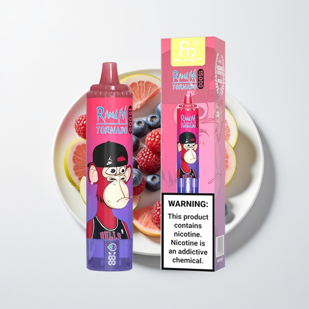 Fumot RandM Tornado 15000 Puffs Disposable Vape 25ml 850mAh Mesh Azuláfonya Málna