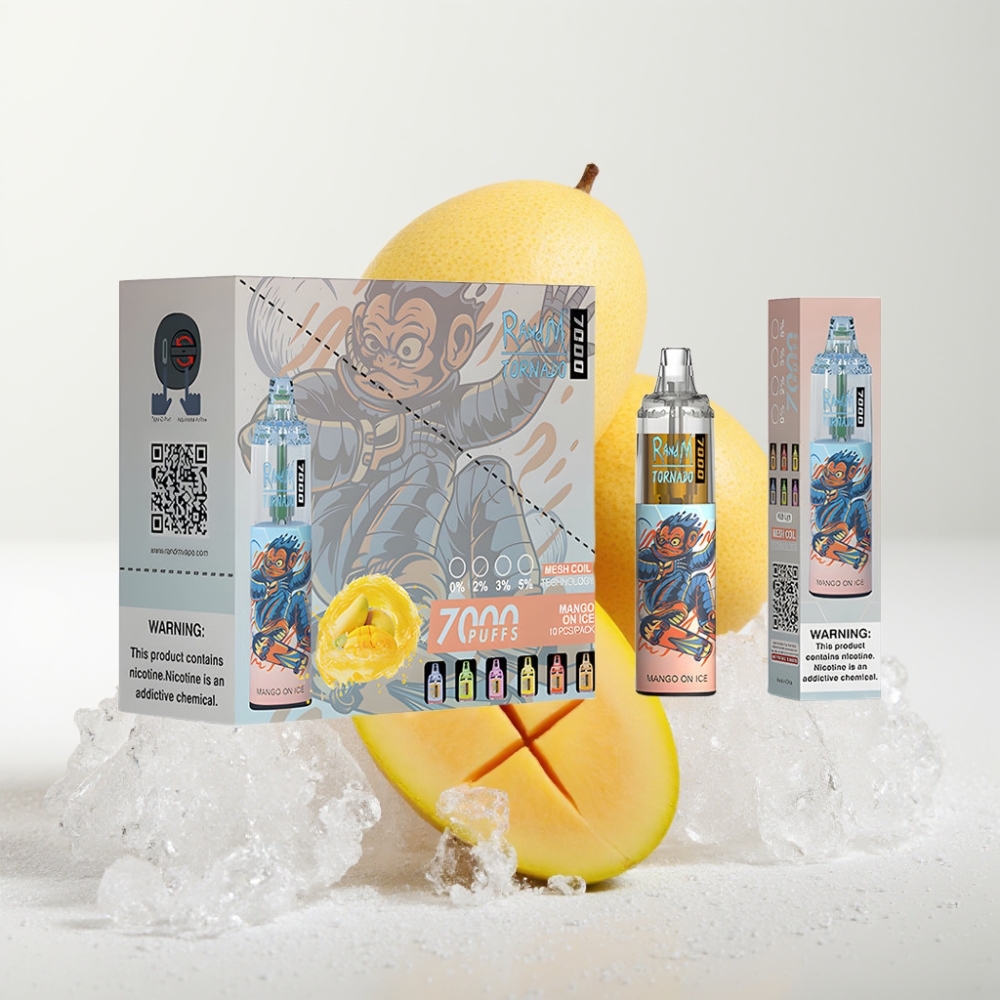 Fumot Tornado 7000 Eldobható E-pára Mango Jégen – 14 ML, Mesh Coil, Type-C