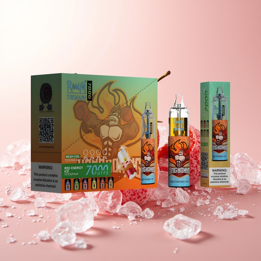 Fumot Tornado 7000 Eldobható Vape – 14 ML, 850 MAH, Mesh Coil, Vörös Energia Jég