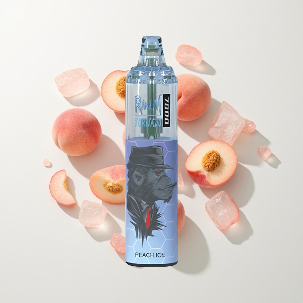 Fumot Tornado 7000 Eldobható Vape – 14 ML, Mesh Coil, 850 MAH, Őszibarack Jég