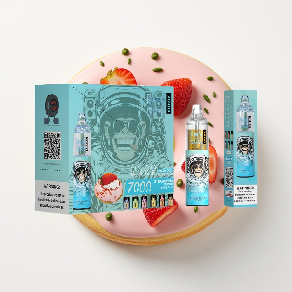 Fumot Tornado 7000 Eldobható Vape – 14 ML, Mesh Coil, Eper Fánk
