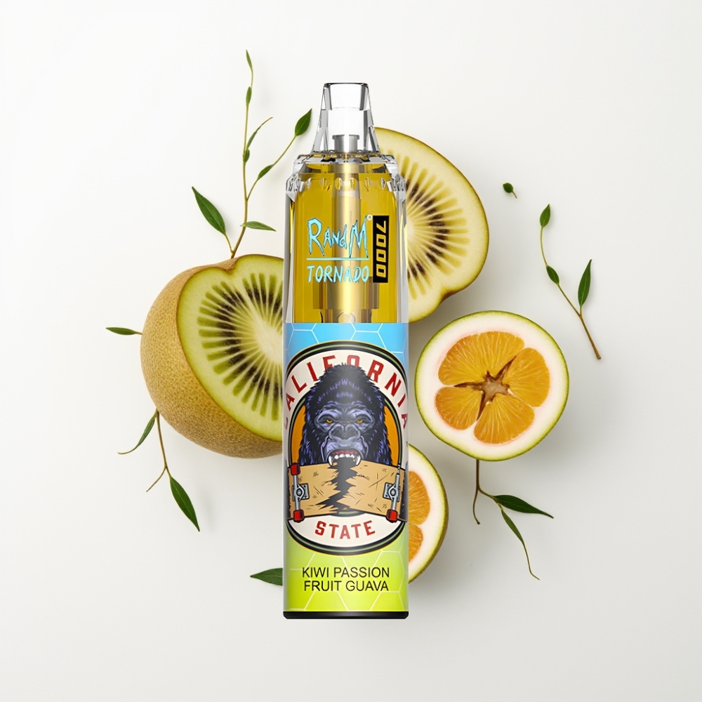 Fumot Tornado 7000 Eldobható Vape – 14 ML, Rácsos Tekercs, Légáram-Szabályozható, Kiwi-Passio Gyümölcs