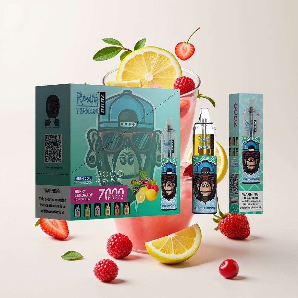 RandM Fumot Tornado 7000 Boxos E-szigaretta Bogyós Limonádé – 7000 Füst, 14 ML, Mesh Coil, Type-C, RGB