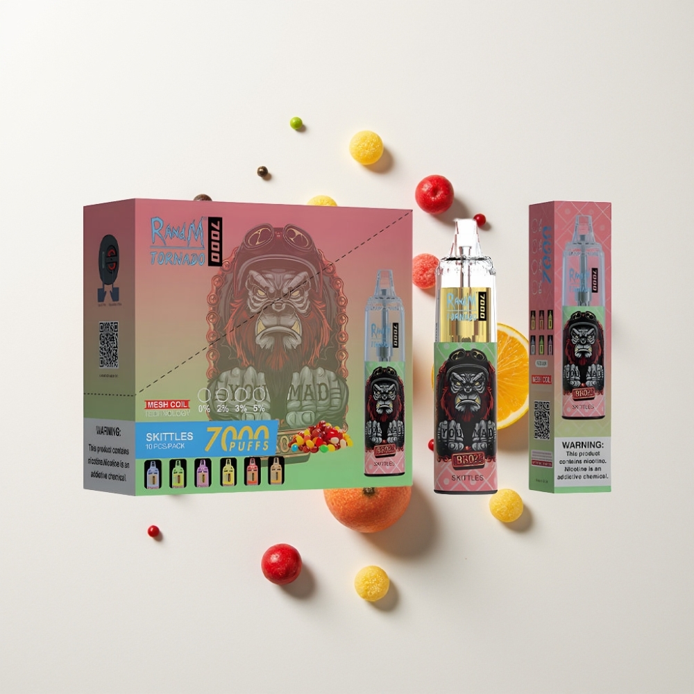 RandM Fumot Tornado 7000 Eldobható E-pára (14 ML, 850 MAH, Mesh Coil, Skittles Íz)