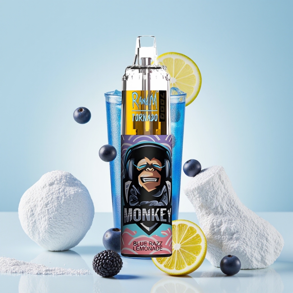 RandM Fumot Tornado 7000 Eldobható E-pipa Azul Málna Limonádé, 14 ML, Mesh Coil, Type-C