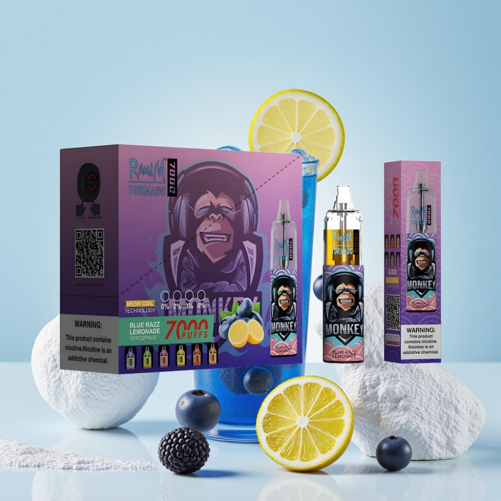 RandM Fumot Tornado 7000 Eldobható E-pipa Azul Málna Limonádé, 14 ML, Mesh Coil, Type-C