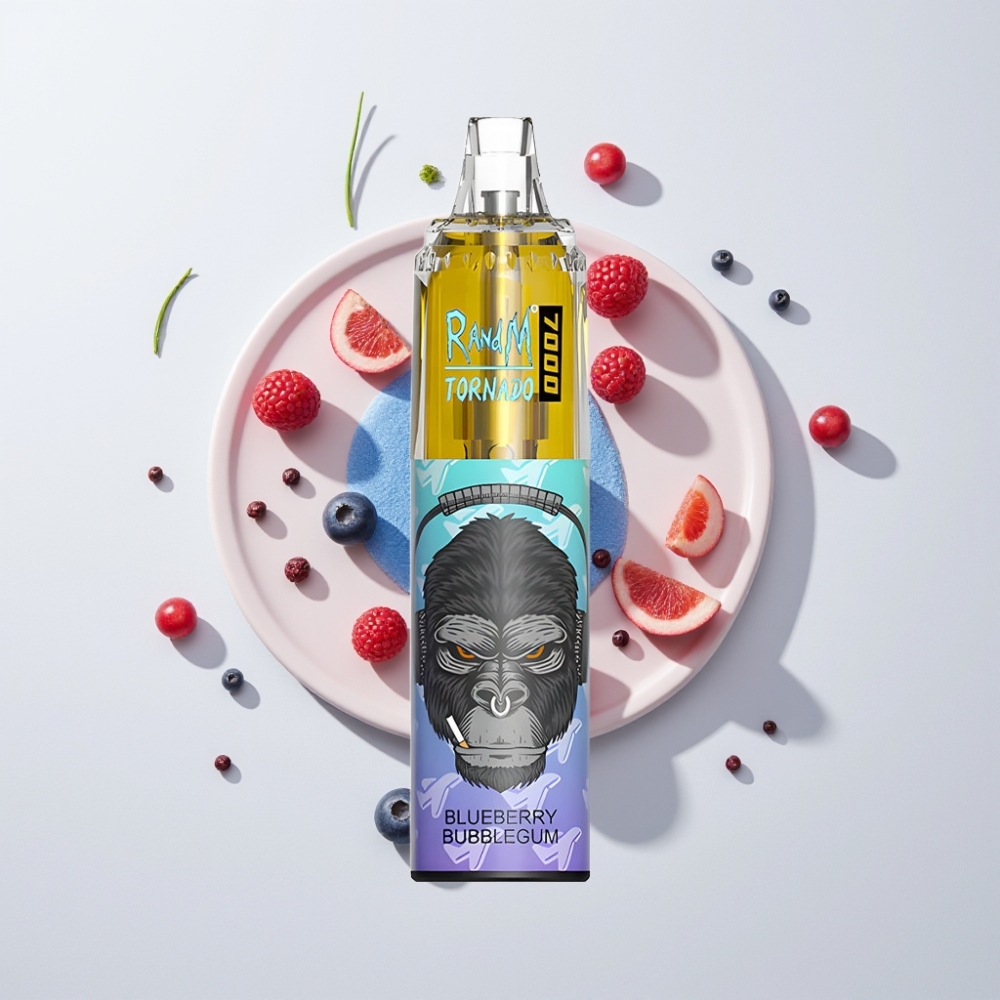 RandM Fumot Tornado 7000 Eldobható Vape Áfonyás Buborékrágó, 14 ML, Mesh Coil, Típus-C