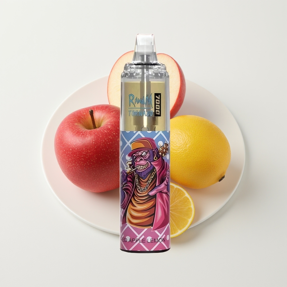 RandM Fumot Tornado 7000 Puff Elszívható E-cigaretta Piros Alma Citrom, 14 ML, Mesh Coil, Típus-C, 850 MAH