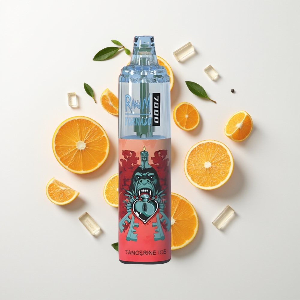 RandM Fumot Tornado 7000 Puff Elszívható Vape Mandarin Jég (14 ML, 850 MAH, Mesh Coil)