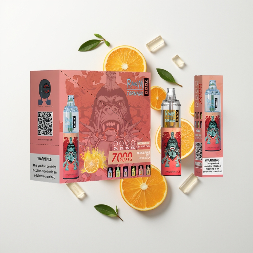 RandM Fumot Tornado 7000 Puff Elszívható Vape Mandarin Jég (14 ML, 850 MAH, Mesh Coil)