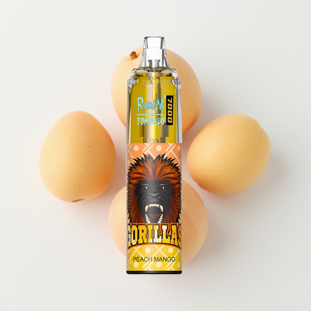 RandM Fumot Tornado 7000 eldobható e-pipa (7000 slukk, 14 ML folyadék, Peach Mango)