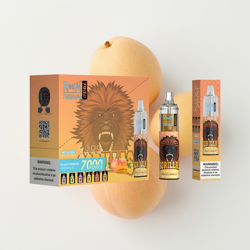 RandM Fumot Tornado 7000 eldobható e-pipa (7000 slukk, 14 ML folyadék, Peach Mango)