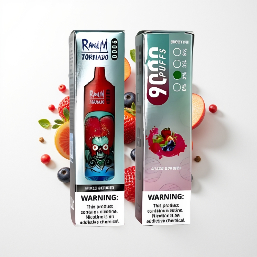 RandM Tornado 9000 Puff Egyhasználatos E-liquides Vape Vegyes Bogyók (850 mAh, 18 mL, Mesh Coil, RGB Kijelző)